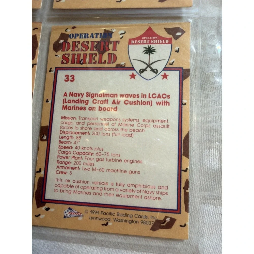 Lot Of 31 Desert Shield Trading Cards